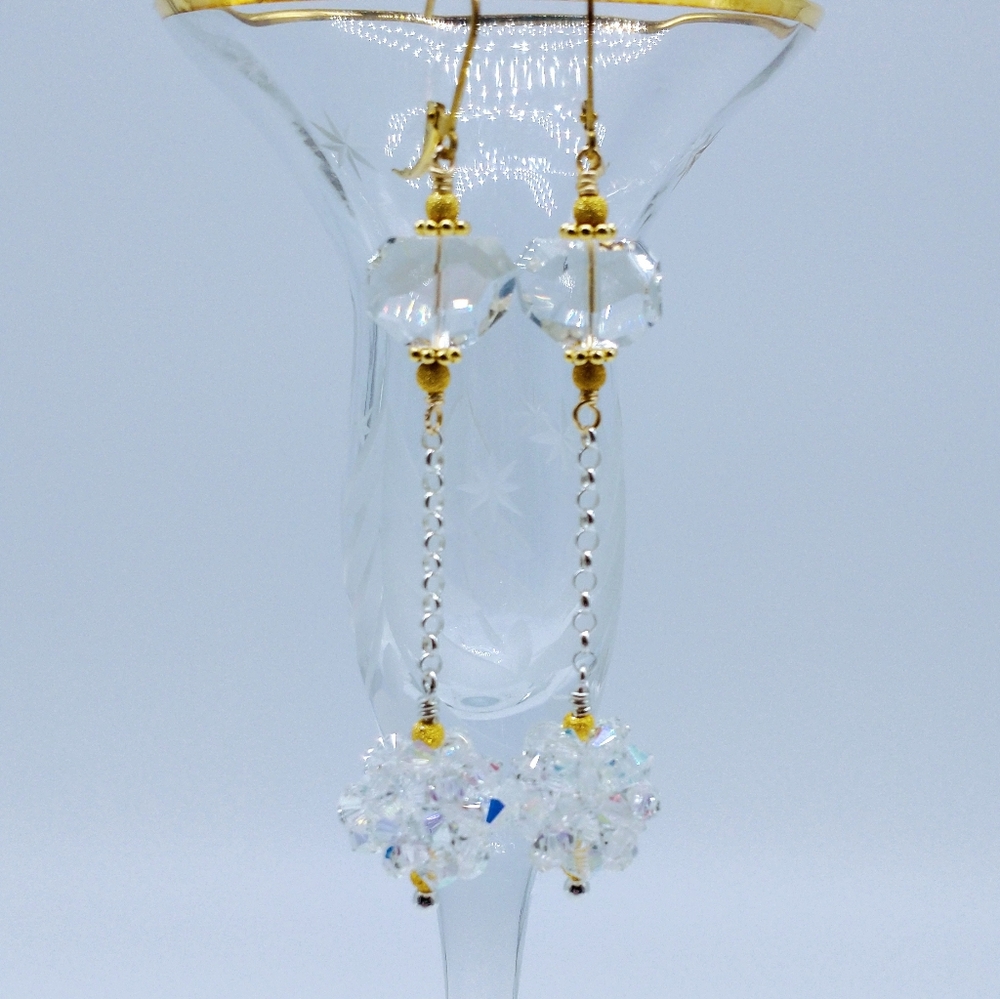 24K Vermeil Swarovski Ball Drop Earrings
